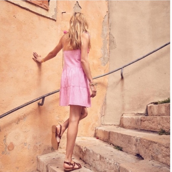 • Sézane • Women’s Felicie Sundress Mini Pink and white Stripes Button Down 36 S - Picture 3 of 6